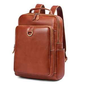 Genuine Leather <b>Backpack</b> For Men 20-35L <b>Large</b> Capacity Wear Resistant Solid Color Detachable Strap Business Travel Laptop Use - Product Image 5