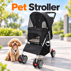 <span class=keywords><strong>Poussette</strong></span> pour animaux de compagnie pour chiens et chats, confortable, 4 roues, cadre en acier, pliage en un clic, imperméable, Oxford, capacité 20 kg, vente en gros OEM - Product Image 1