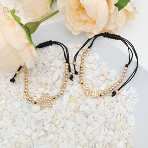 Chaîne de connecteurs à perles tricolores en or laminé 14 carats, bracelets porte-bonheur pour maman - Product Image 4