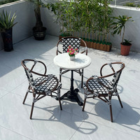 Meubles de loisirs en plein air de haute qualité Table à thé en marbre en aluminium PE rotin Restaurant chaises d'extérieur hôtel salle à manger utilisation extérieure