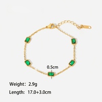 Conjunto de joyería de moda para mujer, collar de acero inoxidable chapado en oro de 18K, estilo Retro, Serie de circonita verde