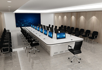 Bureau de réunion multi-personnes personnalisé avec éclairage LED, poste de travail, centre de surveillance, bureau de réunion de luxe réglable
