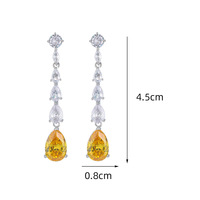 Boucles d'oreilles pendantes longues de luxe plaquées or, zircon champagne, forme goutte d'eau, style Jhumka indien, pour mariée, vente en gros