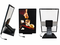 Cadre de boîte lumineuse murale avec affiche interchangeable, batterie au lithium pour les présentoirs lumineux. Modèle sur pied et avec cadre disponible