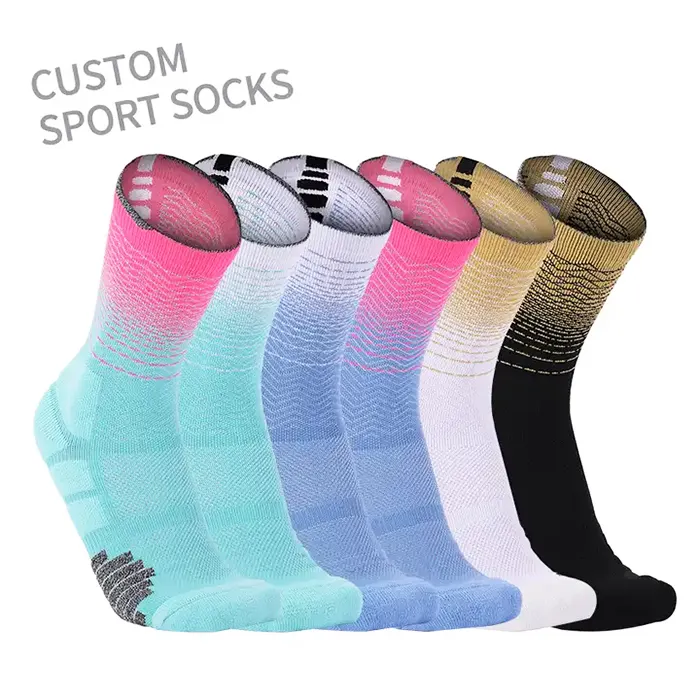 Wholesale custom logo cushioned athletic sports crew socks thick outdoor basketball socks for men