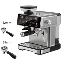 Machine à café multifonction avec moulin à café, porte-filtre en aluminium de 51 mm et 58 mm, adaptable aux capsules avec adaptateur pour machine à café semi-automatique