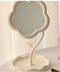 Espejo de Maquillaje de Escritorio de Plástico con Forma de Flor, Colores Variados, Creativo, Inspirado en Diseños Famosos, Estético, para Dormitorio, Venta al por Mayor - Product Image 4