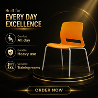 Chaise de conférence orange en plastique pour salle de classe, auditorium, avec structure métallique pour salle de réunion