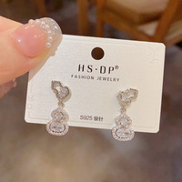Boucles d'oreilles clous en zircon gourd tendance, plaquées or véritable pour femme, bijoux à succès