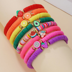 Fashion String <b>Bracelet</b> Set Colorful Fruit Design Elastic <b>Rope</b> Jewelry Unisex Gift Wearable Accessories - Product Image 2
