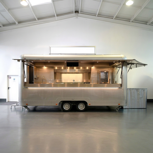 รถขายอาหารเคลื่อนที่สแตนเลสสตีล ขนาด 4.8 เมตร สไตล์ Airstream แบบเพลาคู่ สำหรับใช้งานกลางแจ้ง - Product Image 1