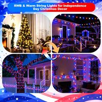 Kırmızı Beyaz Mavi 12 Metre 100 Ledli Solar IP65 Bakır Dış Mekan/İç Mekan Noel Dekorasyonu için Işık Zinciri