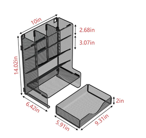 ที่จัดระเบียบโต๊ะทำงานพร้อมลิ้นชัก อุปกรณ์สำนักงาน กล่องเก็บของ ชั้นวางติดผนังแบบตาข่ายโลหะ 9 ช่อง ที่ใส่ดินสอ - Product Image 3