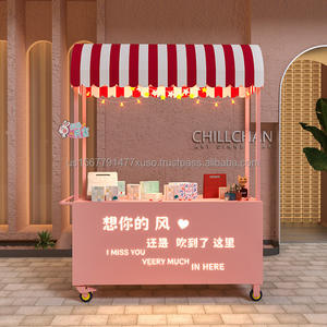 Puesto de mercado al aire libre, soporte móvil para aperitivos, quiosco de mercado nocturno, puesto cuadrado, carrito de exhibición, carrito de venta portátil con ruedas - Product Image 2