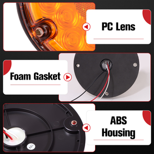 2 feux arrière ronds ambre à 17 LED de 7 pouces avec montage en surface à 4 trous pour camping-cars, camions, remorques, bus, fourgonnettes, étanches IP65 - Product Image 4