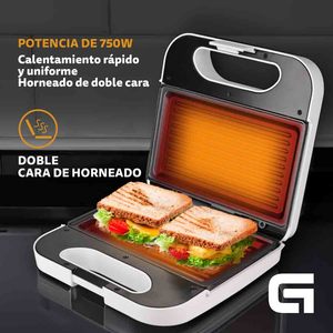 Sandwichera San-Grillbl de 750W, Blanca, para 2 Rebanadas, para Uso en la Cocina del Hogar - Product Image 2