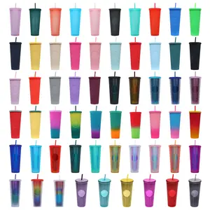 24 oz double wall custom logo vacuum reusable insulated tumblers wholesale bulk studded plastic cups tumbler with lid and straw