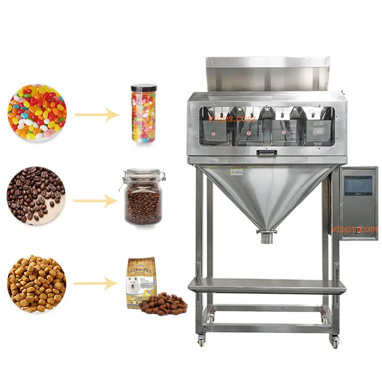 Machine de remplissage de granulés, 1000g, semi-automatique, pesée vibrante, Grains, Snacks, bonbons, Machine d'emballage de granulés