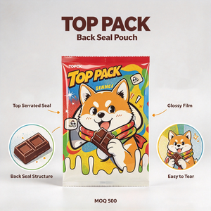 Sachet alimentaire personnalisé imprimé, qualité alimentaire, 100g, 250g, 500g, brillant, en PE, avec fermeture arrière, pour snacks, bonbons, biscuits, chips, emballage de détail pour enfants - Product Image 1