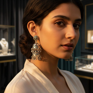 Vintage 925 <b>Silver</b> <b>Chandelier</b> Tassel Earrings From Rajasthan for Women Wedding Statement Jewelry - Product Image 3