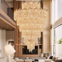 Grand Lustre Suspendu en Cristal pour Villa, Escalier, Salon, Couloir, Allée, Idéal pour Grands Bâtiments et Duplex