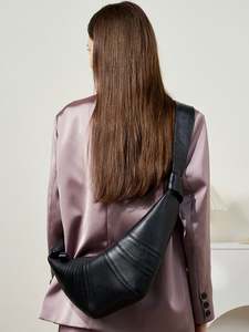 กระเป๋าทรงครัวซองต์หนังแกะดรอปชิปที่กำลังมาแรงสำหรับผู้หญิงที่มีกลิ่นอายของความสบายแบบไหล่เดียวหรือสะพายข้าง - Product Image 2