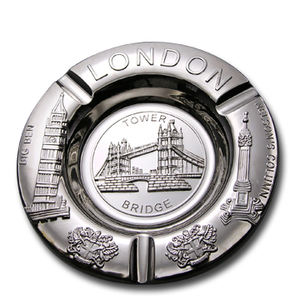 Metal 3D Antique Silver Round <b>Ashtray</b>, Madeira Travel Souvenir Cigar <b>Ashtray</b> - Product Image 5