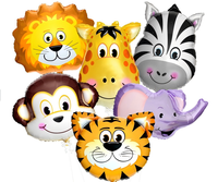 Ballons en aluminium sur le thème des animaux de la savane : Lion, girafe, zèbre, singe, tigre, éléphant pour décorations de fête d'anniversaire sur le thème du zoo pour enfants