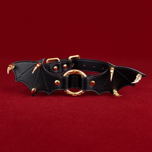 Gothic BDSM Leather Collar Adjustable PU <b>Choker</b> with Optional Metal Leash Chain Sexy Bondage Neck Restraint - Product Image 2