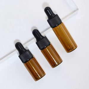 Botella de aceite esencial de tamaño pequeño de tamaño mini Botella de vidrio ámbar de 1ml con cuentagotas - Product Image 5