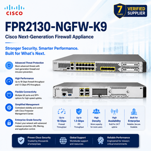 อุปกรณ์ไฟร์วอลล์ Firepower รุ่น FPR2130-NGFW-K9 ความเร็วส่งข้อมูล 5 Gbps มีสินค้าในสต็อก 1 ปี - Product Image 1