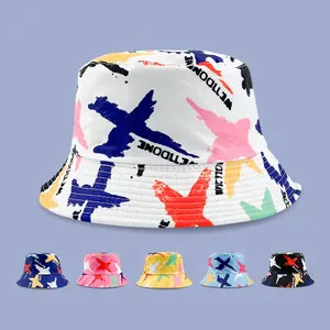 Fashion Bulk Tie Dye Bucket Hat Outdoor Fisherman Cap High Quality Wide Brim Printed Graffiti Bucket Hats