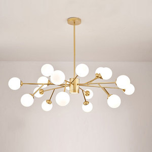 Albero nordico ramo Led lampadario a soffitto di vetro <span class=keywords><strong>paralume</strong></span> a sfera <span class=keywords><strong>oro</strong></span> nero per soggiorno luci a sospensione apparecchio Lusters - Product Image 6