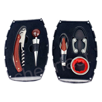 Bouteille de vin rapide en deux pièces, avec poignée en bois rouge, vis à bille et verseur, baril en plastique, ensemble cadeau, 5 pièces, Kit d'accessoires d'ouverture de bouteille de vin
