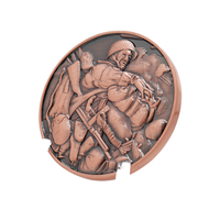 Moneda de recuerdo de la guerra mundial chapada en 3D en relieve de latón metálico personalizada