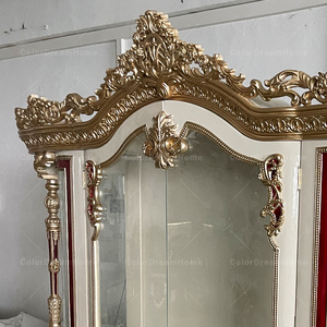 Vitrina de Vino de Madera Clásica Real, Vitrina de Exhibición Antigua de 4 Puertas para el Hogar - Product Image 4