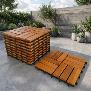 Loseta de Madera y Plástico Compuesto Antideslizante, Encajable, Moderna, para Terraza, Patio, Balcón, Jardín, Fácil de Instalar, 30x30cm - Product Image 3