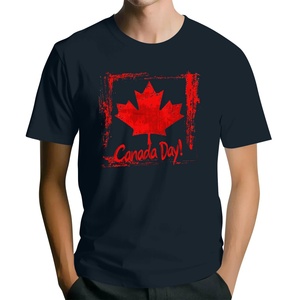 Hot Sale Men's Canada National Emblem Knitted T-shirt Vintage Washed Cotton Crewneck 3D Pattern Quick Dry Breathable - Product Image 2