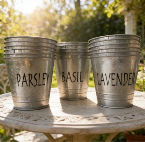 Bacs en tôle galvanisée style rétro, pots de fleurs pour balcon, persil, <span class=keywords><strong>basilic</strong></span> et lavande, usine - Product Image 4