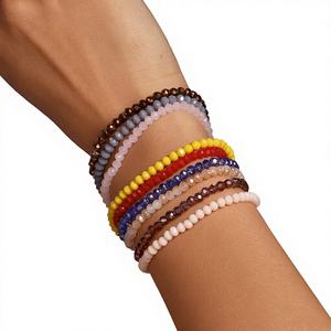 Custom Bohemian Colorful Minimalist Crystal Beaded Charm <b>Bracelet</b> Stack Multi-Layer Elastic Fashion Gift <b>Set</b> Unisex - Product Image 3