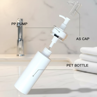Flacon vide de luxe en plastique PET blanc 120ml 150ml pour lotion corporelle, shampoing, après-shampoing avec pompe dorée et bouchon à vis sérigraphié