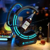 Soporte de exhibición de estante de vino de metal moderno de diseño personalizado con bandeja de servicio de luz LED para Acción de Gracias y Navidad