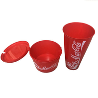 Gobelets 2-en-1 en plastique pour pop-corn et cola avec paille – Idéal pour les soirées cinéma