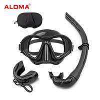 Aloma masker Snorkel basah dewasa, peralatan menyelam silikon Volume rendah dengan lensa kaca Tempered tahan air gaya bebas