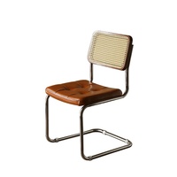 Chaises de bureau modernes en acier inoxydable, chaises en cuir et rotin, restaurants, hôtels, cafés, chaises de salle à manger nordiques