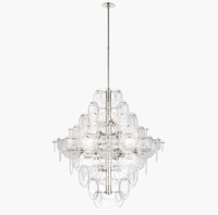 Lustre suspendu décoratif de luxe nordique pour villa, style simple, verre soufflé blanc Murano, lustres transparents
