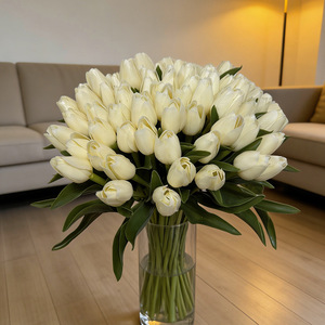 Ramo de Tulipanes Blancos de 10cm-30cm, Flores Artificiales de Plástico PE, Plantas Decorativas para Interiores y Exteriores - Product Image 4