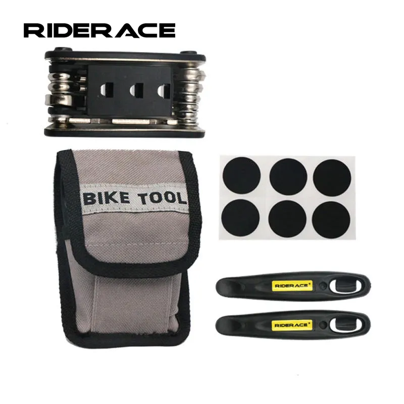 RIDERACE Bicycle Repair Tool Kit 16 in 1 Multifunction Mountain Bike Fix Tools with Portable Bag Road Cycling Repair Tool Set
