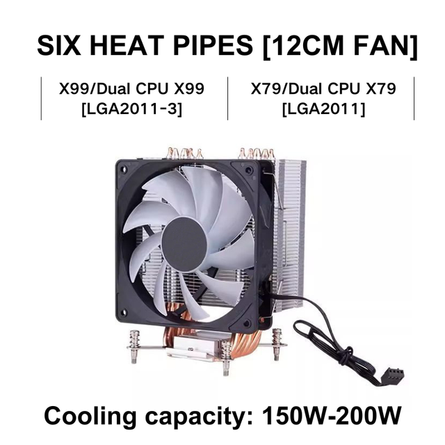 NEW LGA2011-3 Compatible 6 Heatpipe 120mm Fan CPU Cooler Designed for Dual X99 Single X99 Motherboards Cooling System