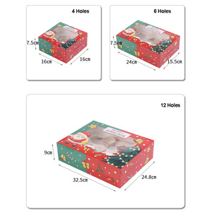 Custom Wholesale 4 6 12 Holes <strong>Christmas</strong> <strong>Gift</strong> <strong>Box</strong> with clear PVC Window and Ribbon for Cupcake Cookies Packaging in Stock - Product Image 5
